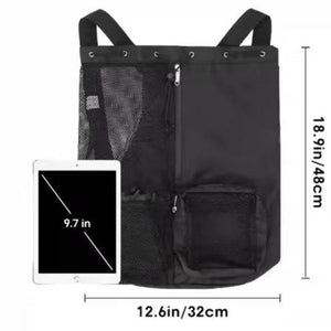 Black Mesh Drawstring Swim Backpack With Wet Pocket Lightweight Beach Gym Outdoor Sports Bag 245G