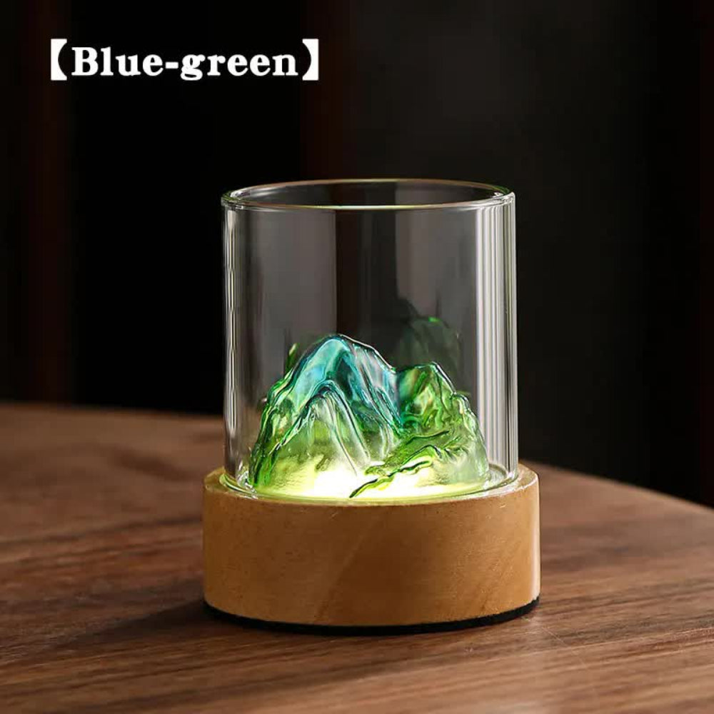 Blue Green Glass Mountain Ambient Night Light Usb Rechargeable Touch Control Bedside Lamp Adjustable 3 Color