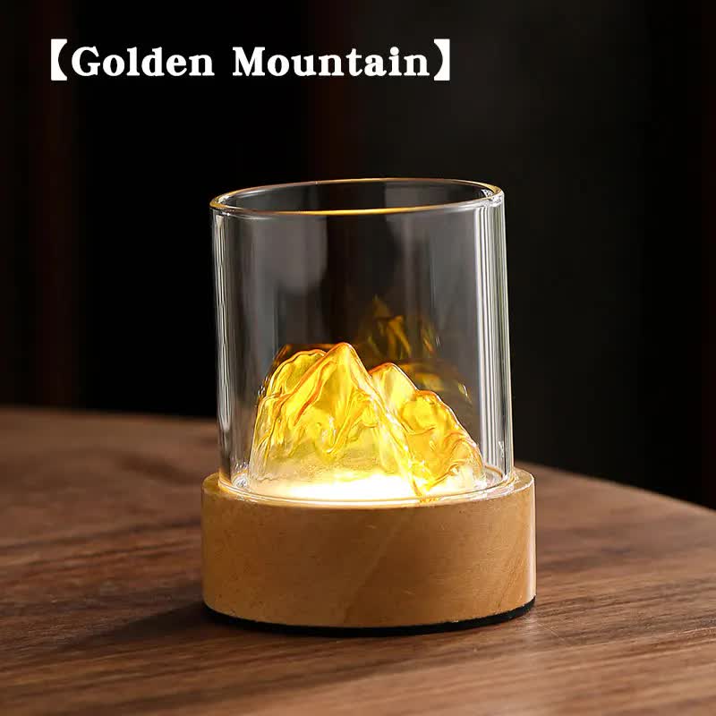 Golden Glass Mountain Ambient Night Light Usb Rechargeable Touch Control Bedside Lamp Adjustable 3 Color