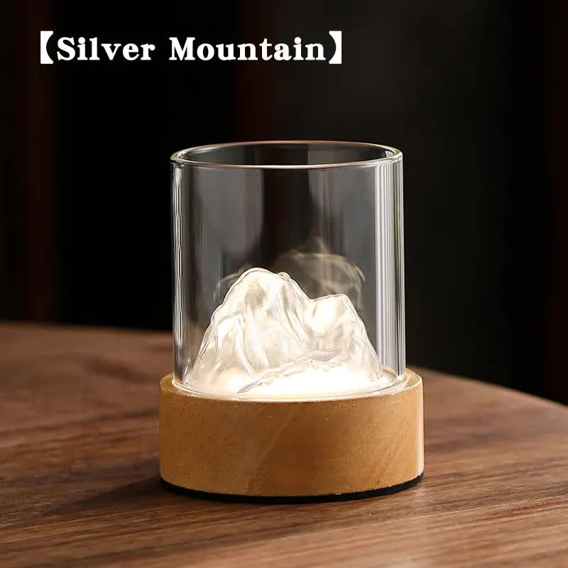 Silver Glass Mountain Ambient Night Light Usb Rechargeable Touch Control Bedside Lamp Adjustable 3 Color