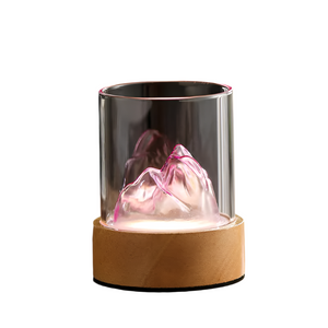 Pink Glass Mountain Ambient Night Light Usb Rechargeable Touch Control Bedside Lamp Adjustable 3 Color