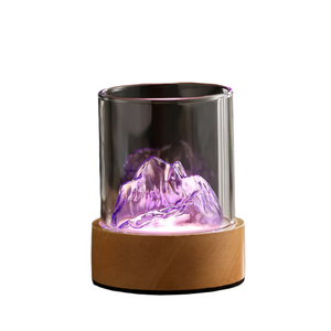 Purple Glass Mountain Ambient Night Light Usb Rechargeable Touch Control Bedside Lamp Adjustable 3 Color