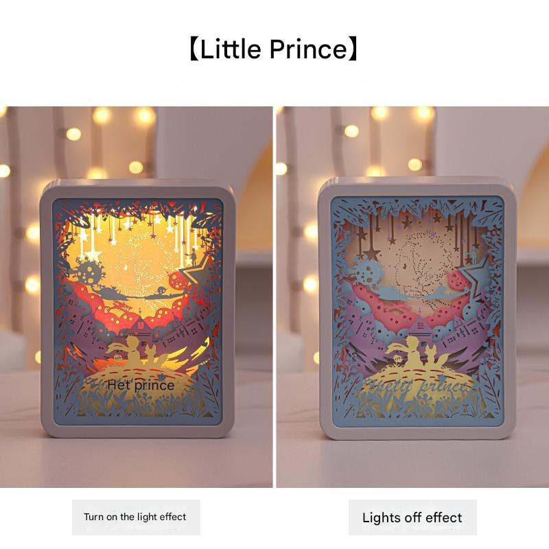 The Little Prince 3D Paper Carving Night Light Usb Or Battery Powered Decorative Bedside Lamp | Atmosphere For Bedroom C