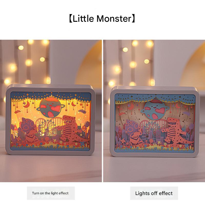 Little Monsters 3D Paper Carving Night Light Usb Or Battery Powered Decorative Bedside Lamp | Atmosphere For Bedroom Cre