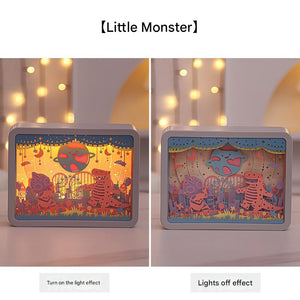 Little Monsters 3D Paper Carving Night Light Usb Or Battery Powered Decorative Bedside Lamp | Atmosphere For Bedroom Cre