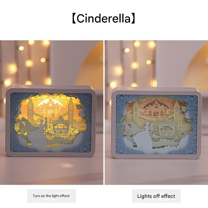 Cinderella 3D Paper Carving Night Light Usb Or Battery Powered Decorative Bedside Lamp | Atmosphere For Bedroom Creative