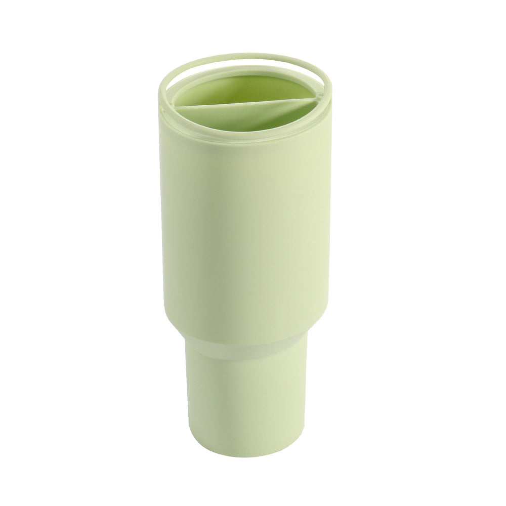 Green 40Oz Silicone Dual Chamber Cup Separator Food Grade Drink Divider Cold Mug With Separate Compartments Bpa Free Lin