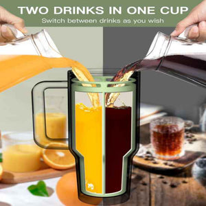 Bule 40Oz Silicone Dual Chamber Cup Separator Food Grade Drink Divider Cold Mug With Separate Compartments Bpa Free Line