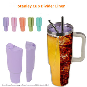 Green 40Oz Silicone Dual Chamber Cup Separator Food Grade Drink Divider Cold Mug With Separate Compartments Bpa Free Lin