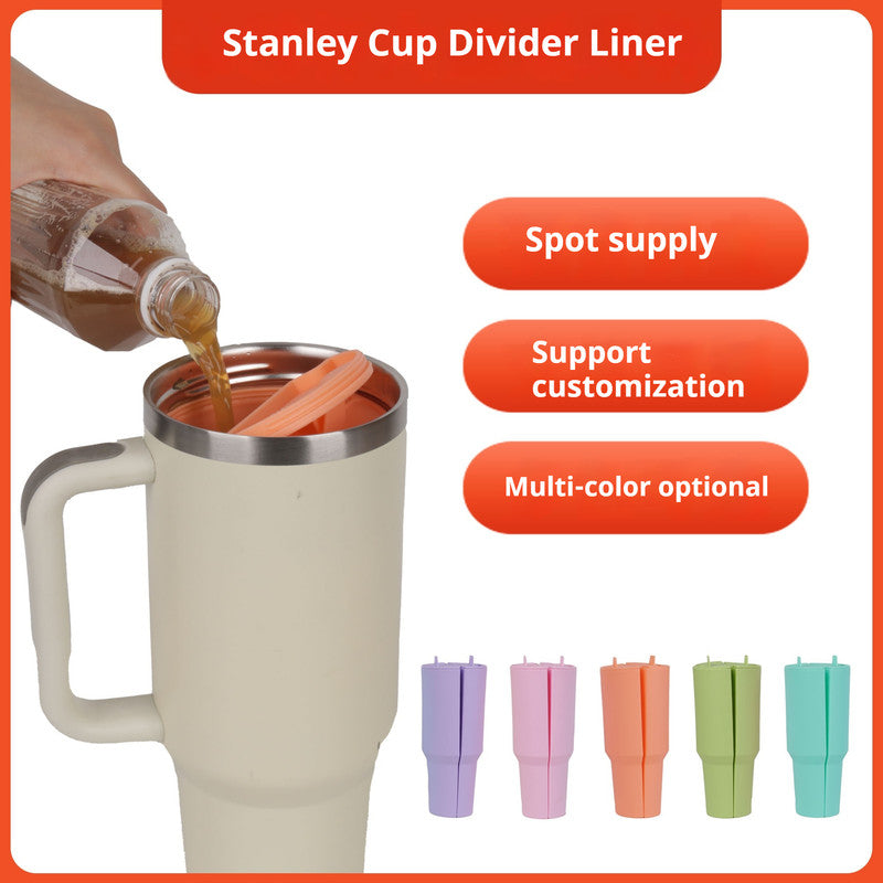 Green 40Oz Silicone Dual Chamber Cup Separator Food Grade Drink Divider Cold Mug With Separate Compartments Bpa Free Lin