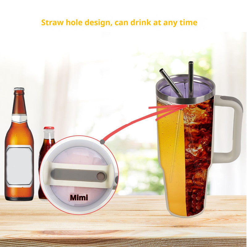 Orange 40Oz Silicone Dual Chamber Cup Separator Food Grade Drink Divider Cold Mug With Separate Compartments Bpa Free Li