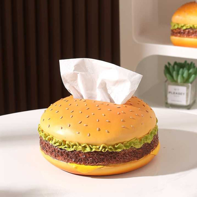 Elosung Round Creative Burger Tissue Box Fun American Style Cartoon Paper Towel Holder For Home Decor And Gifts