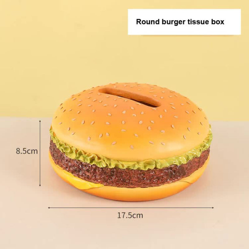 Elosung Round Creative Burger Tissue Box Fun American Style Cartoon Paper Towel Holder For Home Decor And Gifts