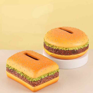 Elosung Round Creative Burger Tissue Box Fun American Style Cartoon Paper Towel Holder For Home Decor And Gifts