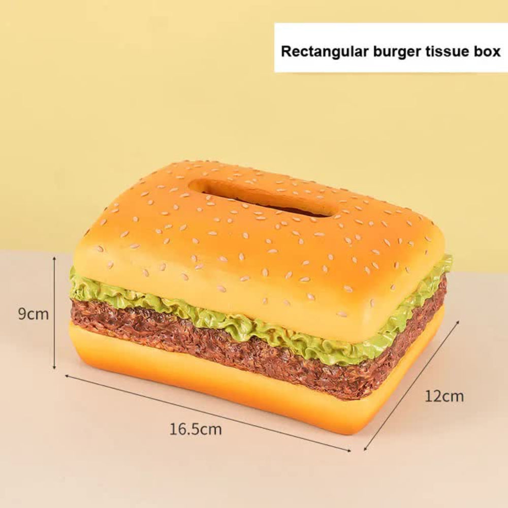 Elosung Square Creative Burger Tissue Box Fun American Style Cartoon Paper Towel Holder For Home Decor And Gifts