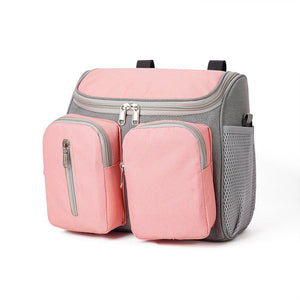 Pink Portable Baby Stroller Organizer Bag Multi Purpose Diaper Storage For Moms Lightweight And Travel Friendly