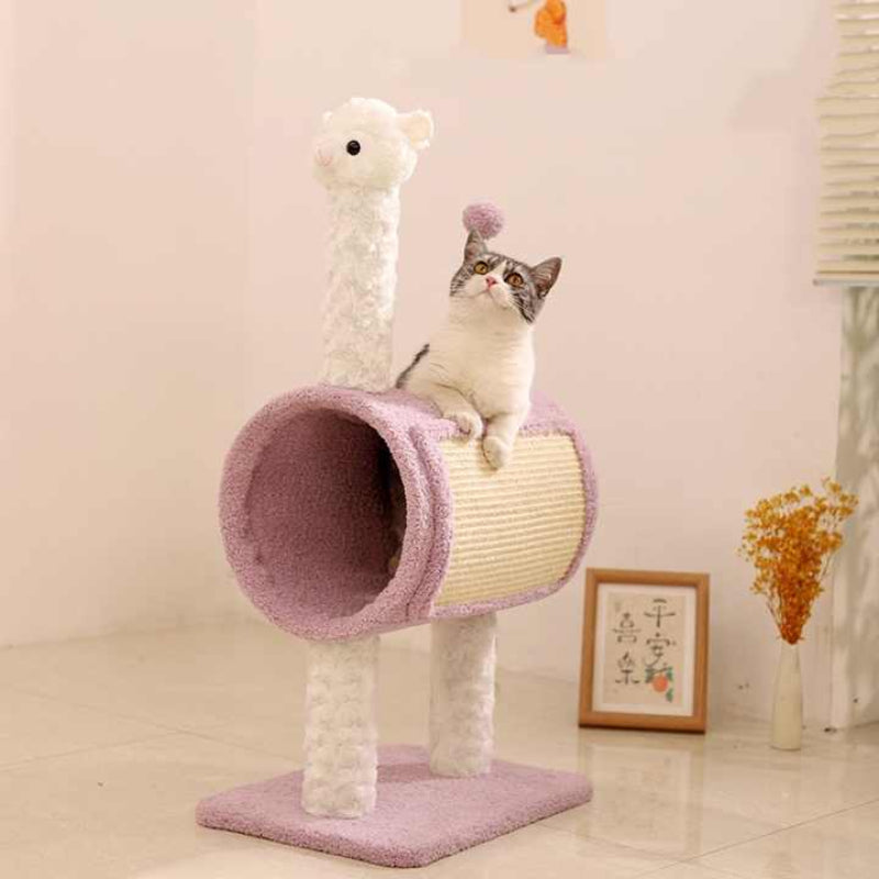 Purple Llama Themed Cat Tree With Tunnel A Multi Functional Scratching Post And Playhouse