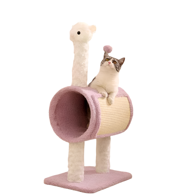 Purple Llama Themed Cat Tree With Tunnel A Multi Functional Scratching Post And Playhouse