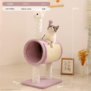 Purple Llama Themed Cat Tree With Tunnel A Multi Functional Scratching Post And Playhouse