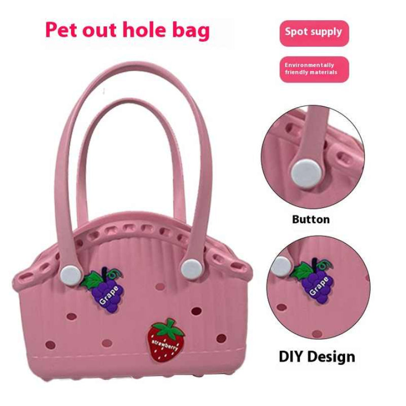 Red Portable Eva Pet Handbag Diy Custom Decoration Carrier For Small Pets Beach And Outdoor Use (Large Capacity)