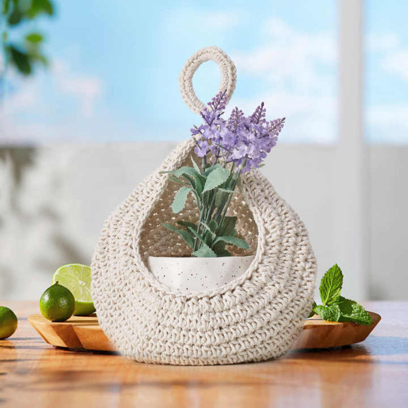 Grey 3 Piece Wall Mounted Cotton Rope Storage Baskets Large Medium And Small Hand Woven Fruit/Vegetable/Storage Nets (La