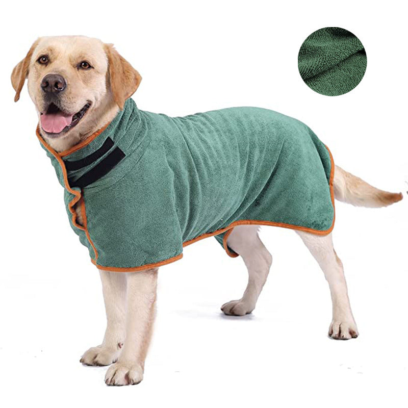 S Green Pet Dog Quick Dry Bathrobe Absorbent Towel Robe For Medium And Large Dogs