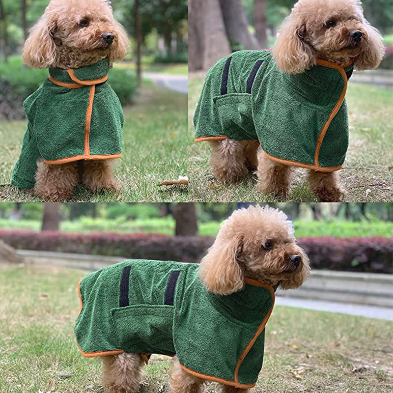 S Green Pet Dog Quick Dry Bathrobe Absorbent Towel Robe For Medium And Large Dogs