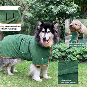 S Green Pet Dog Quick Dry Bathrobe Absorbent Towel Robe For Medium And Large Dogs