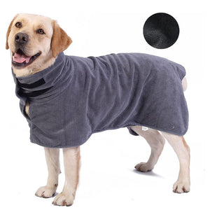 S Grey Pet Dog Quick Dry Bathrobe Absorbent Towel Robe For Medium And Large Dogs