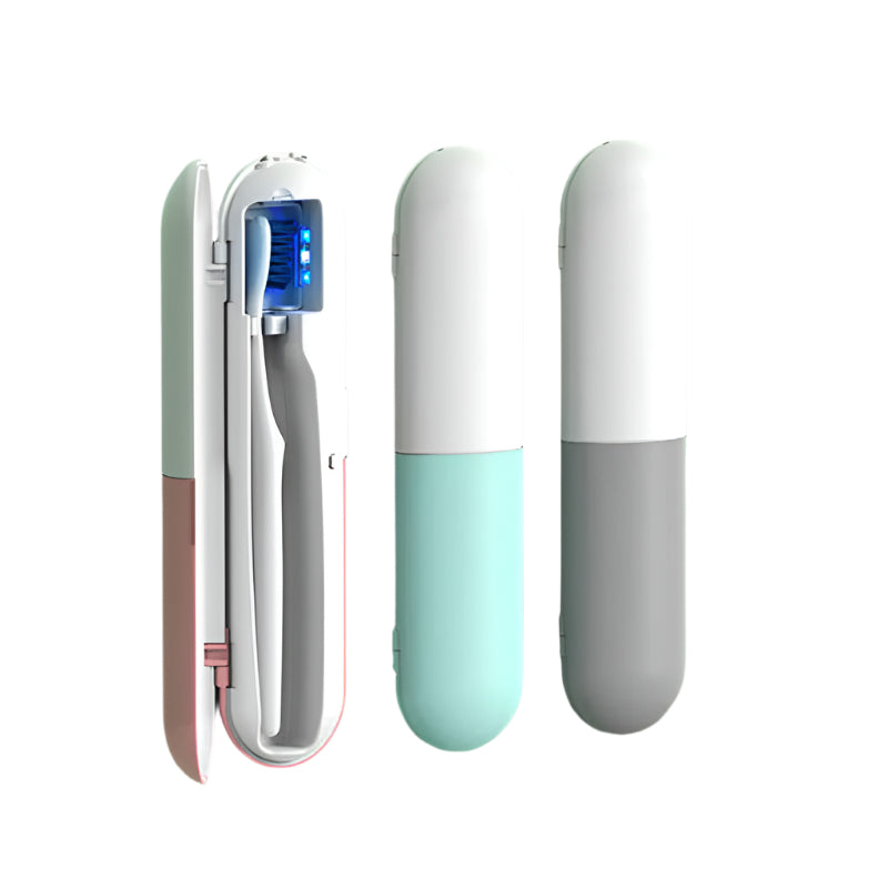 1 Piece Cyan Portable Uv Toothbrush Sterilizer Rechargeable Travel Case With Disinfection Compact And Lightweight Easy C