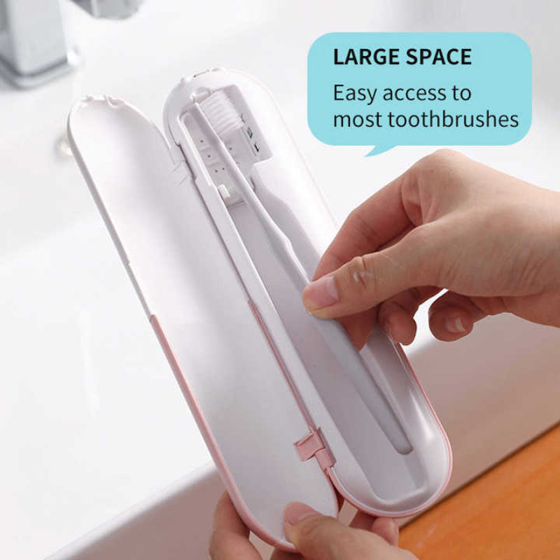 1 Piece Cyan Portable Uv Toothbrush Sterilizer Rechargeable Travel Case With Disinfection Compact And Lightweight Easy C