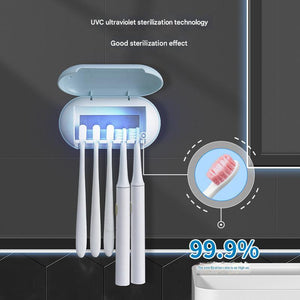 Pink Wall Mounted Toothbrush Sterilizer With Uv C Disinfection And Drying Usb Rechargeable Family 5 Brush Holder Abs Mat