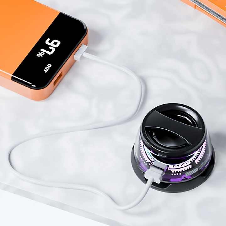 Purple Portable Mini Bluetooth Speaker With Magnetic Base High Quality Bass And Surround Sound Colorful Ambient Lighting