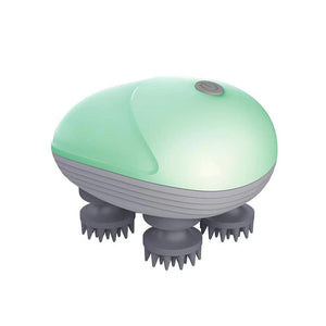 Green Mini Electric Head Massager Portable 3D Device Waterproof Multifunctional Relaxation & Pet Care Rechargeable 6 Tec