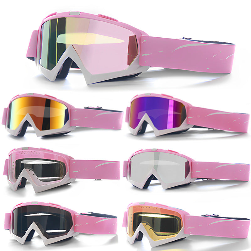 Progressive Pink + Rose Lenses Outdoor Protective Motorcycle Goggles Windproof Dustproof Skiing And Cycling Eyewear Ligh