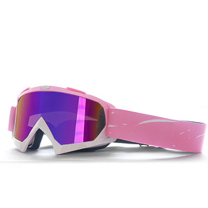 Progressive Pink + Colorful Lenses Outdoor Protective Motorcycle Goggles Windproof Dustproof Skiing And Cycling Eyewear