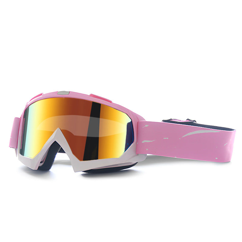 Progressive Pink + Imitation Red Lenses Outdoor Protective Motorcycle Goggles Windproof Dustproof Skiing And Cycling Eye