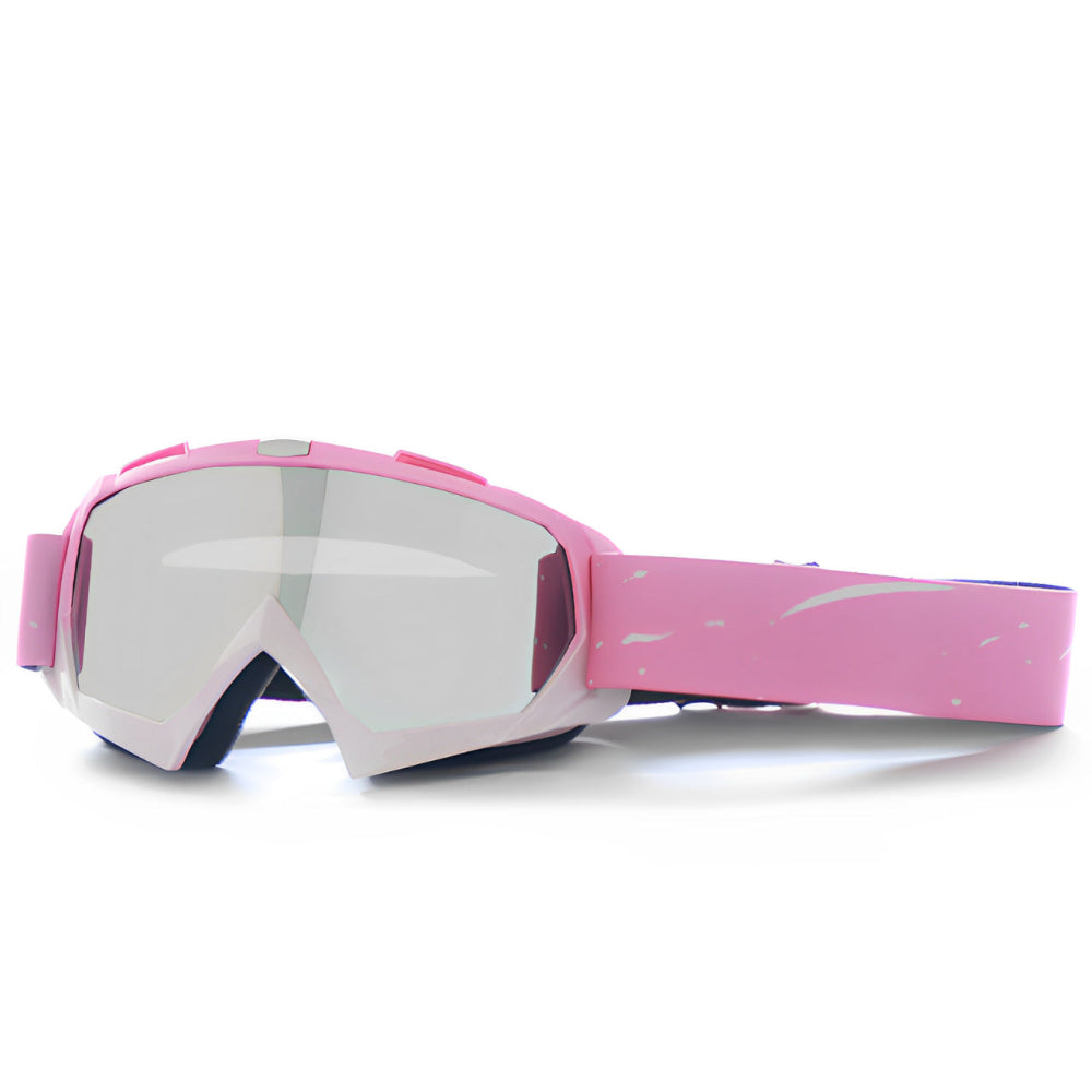 Progressive Pink + Silver Lenses Outdoor Protective Motorcycle Goggles Windproof Dustproof Skiing And Cycling Eyewear Li