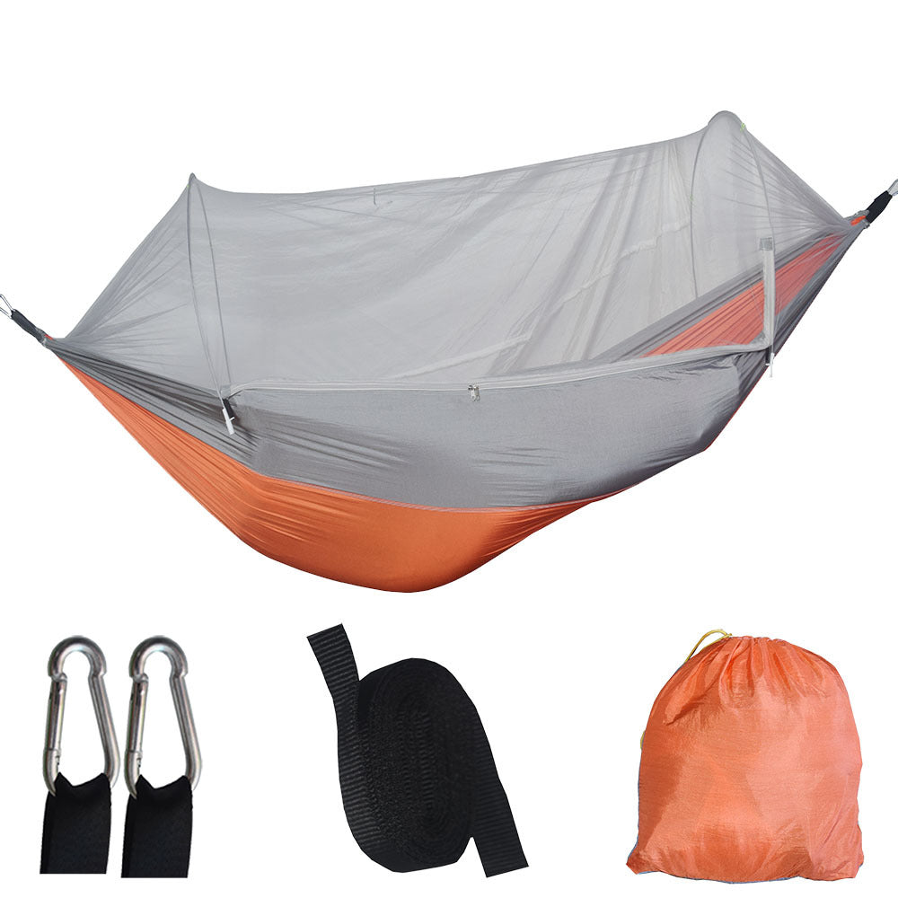 Orange And Grey Automatic Pop Up Mosquito Net Hammock 200Kg Load Capacity Lightweight Outdoor Camping Gear With Quick Se