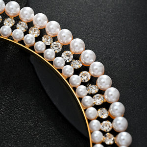 Silver Elegant Faux Pearl Bridal Headband Multi Layer Vintage Princess Tiara For Weddings And Formal Occasions Lightweig