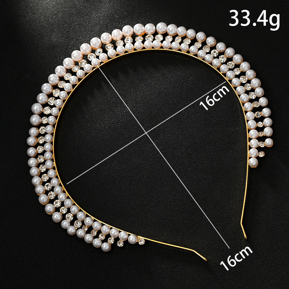 Silver Elegant Faux Pearl Bridal Headband Multi Layer Vintage Princess Tiara For Weddings And Formal Occasions Lightweig