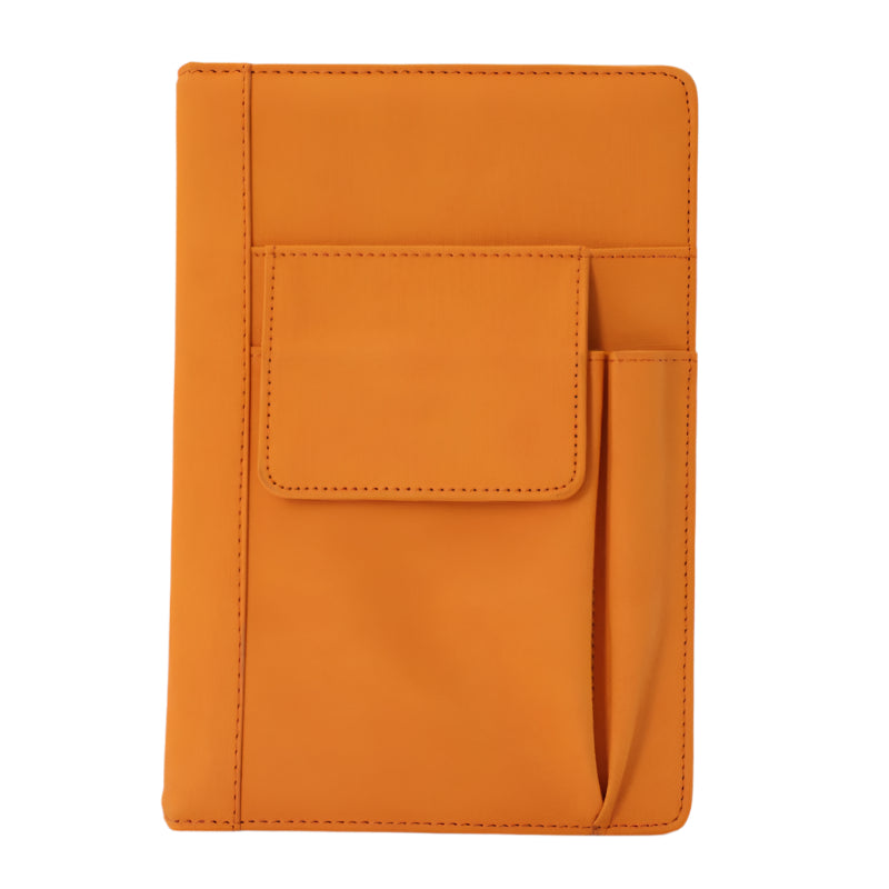 Orange A5 Multi Functional Pu Leather Notebook With Pockets Office Planner And Journal