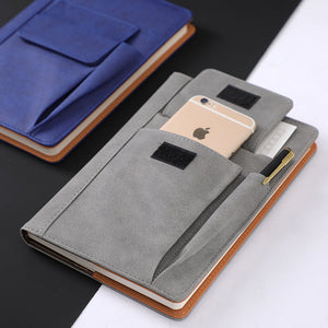 Orange A5 Multi Functional Pu Leather Notebook With Pockets Office Planner And Journal