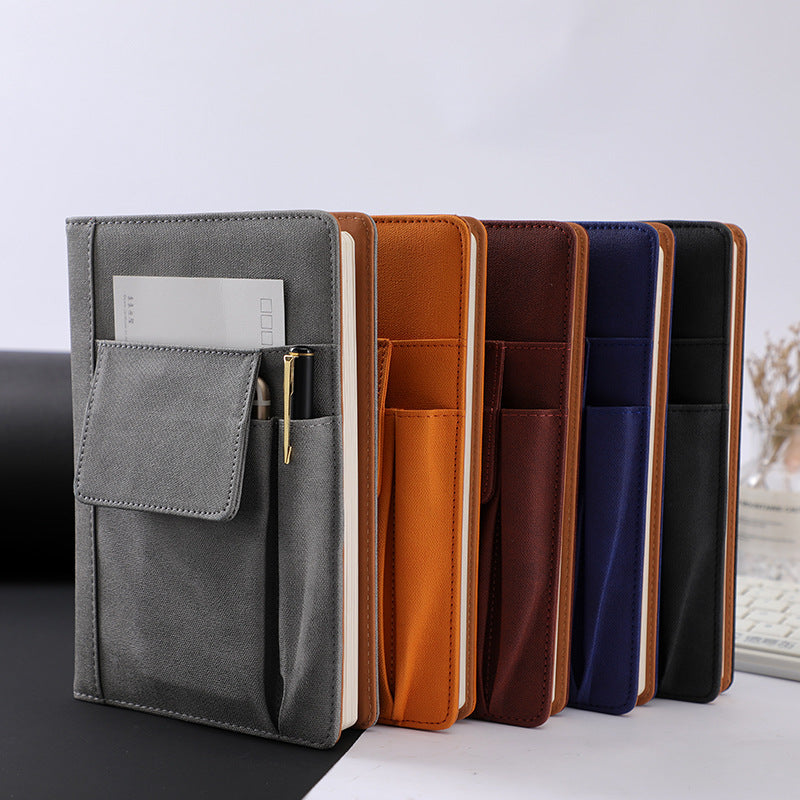 Orange A5 Multi Functional Pu Leather Notebook With Pockets Office Planner And Journal