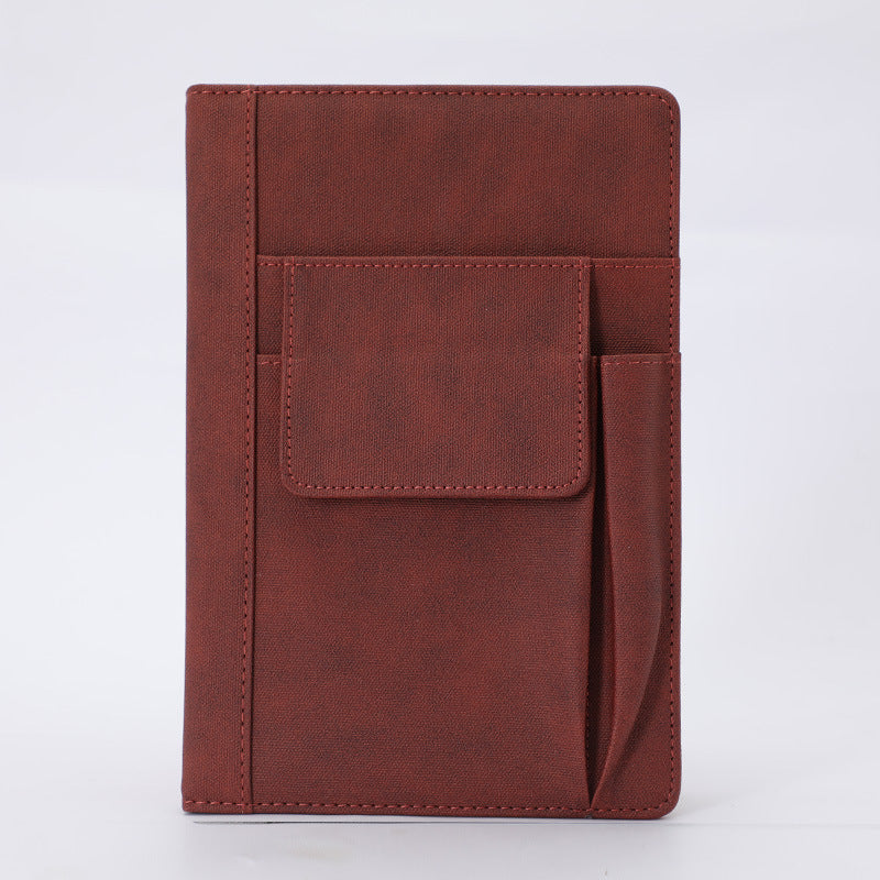 Reddish Brown A5 Multi Functional Pu Leather Notebook With Pockets Office Planner And Journal