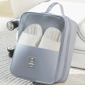 2 Pcs Grey Waterproof Foldable Travel Shoe Storage Bag Three Layer Design Organizer Portable Pouch For Trips