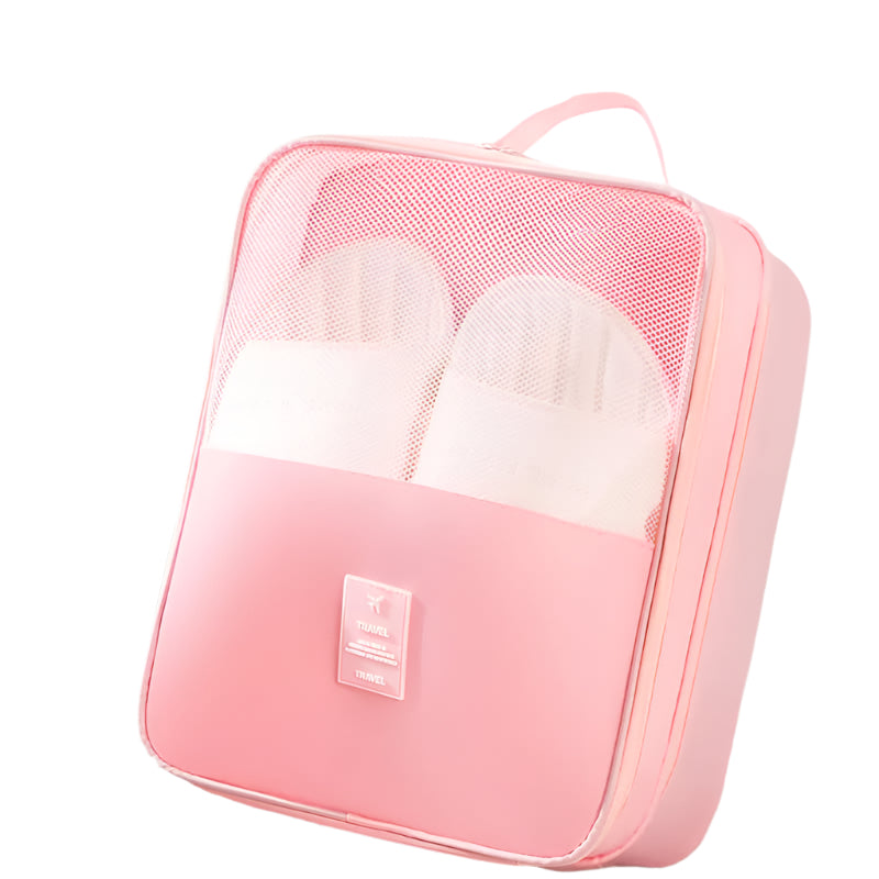 2 Pcs Pink Waterproof Foldable Travel Shoe Storage Bag Three Layer Design Organizer Portable Pouch For Trips