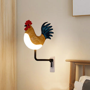 Silver Usb Rechargeable Rooster Wall Lamp With Sound Aromatherapy And Decorative Design Creative Nightlight For Bedroom