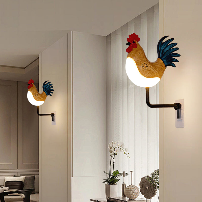 Silver Usb Rechargeable Rooster Wall Lamp With Sound Aromatherapy And Decorative Design Creative Nightlight For Bedroom