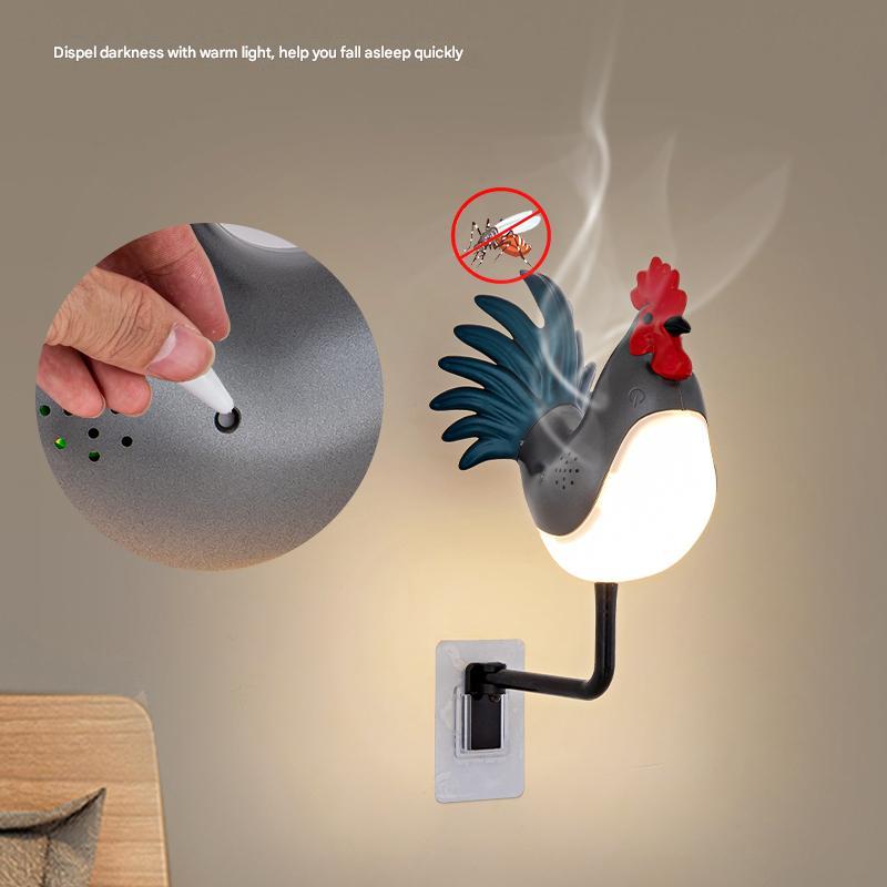 Silver Usb Rechargeable Rooster Wall Lamp With Sound Aromatherapy And Decorative Design Creative Nightlight For Bedroom